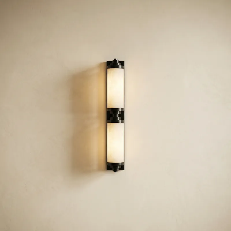 Cylinder Arm Stacked Alabaster Black Wall Sconce — YIOSI Lamps LED Wall Lights 40.0W 