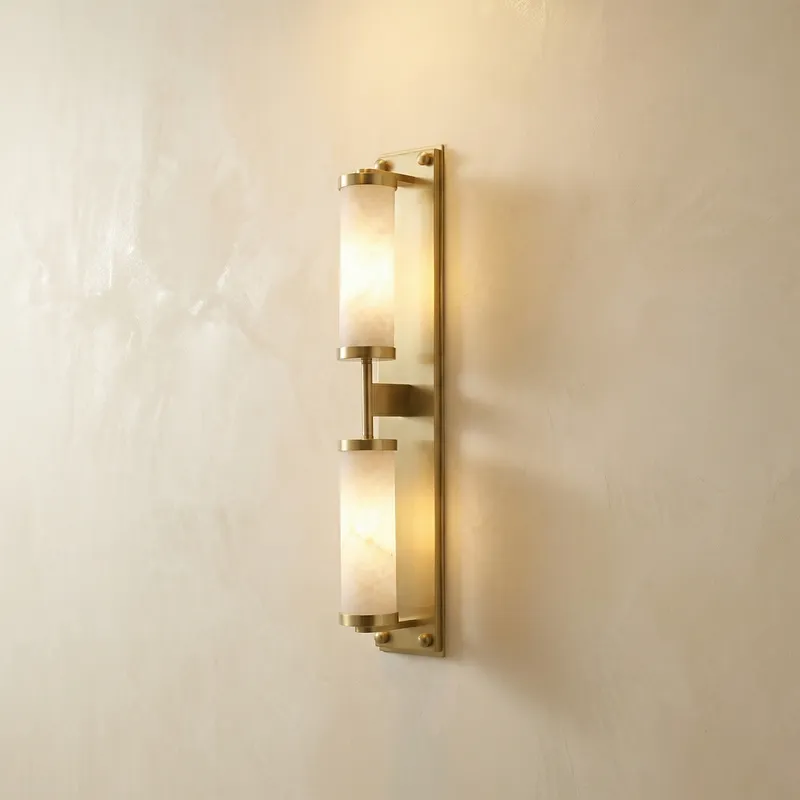 Cylinder Arm Tall Stacked Alabaster Brass Wall Sconce — YIOSI Lamps LED Wall Lights 40.0W 