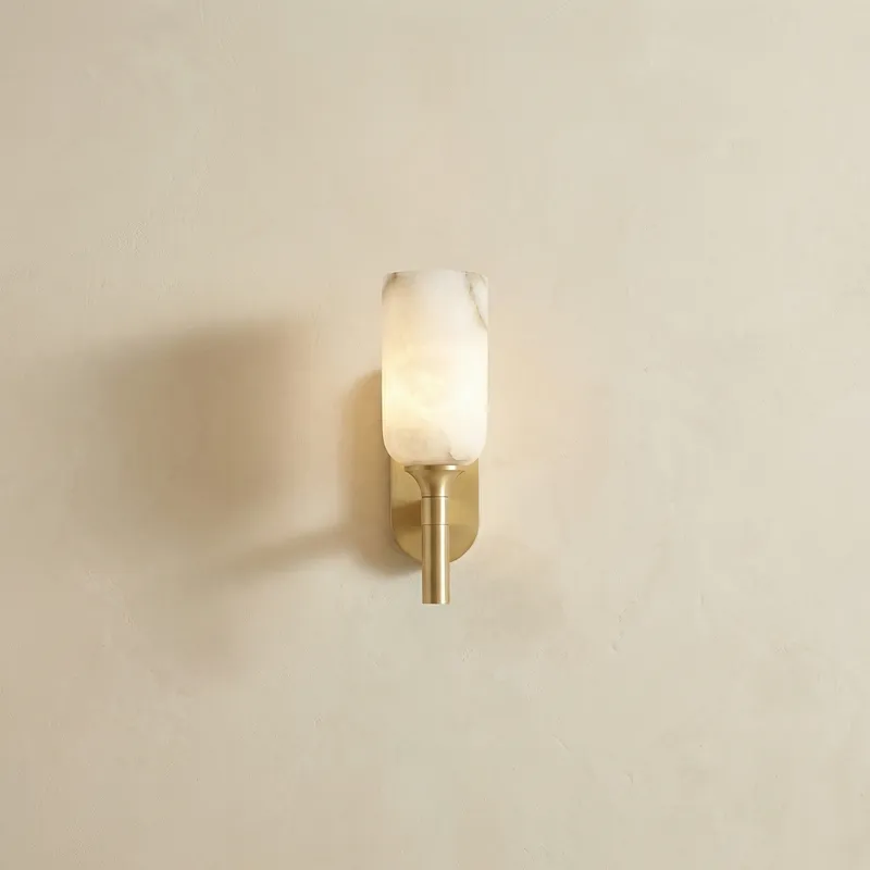 Cylinder Arm Single Goblet Alabaster Brass Wall Sconce — YIOSI Lamps LED Wall Lights 60.0W 