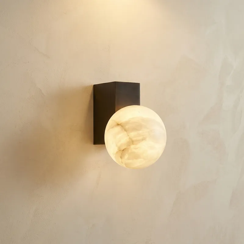 Rectangular Plate Corner Orb Alabaster Wall Sconce — YIOSI Lamps LED Wall Lights 40.0W 