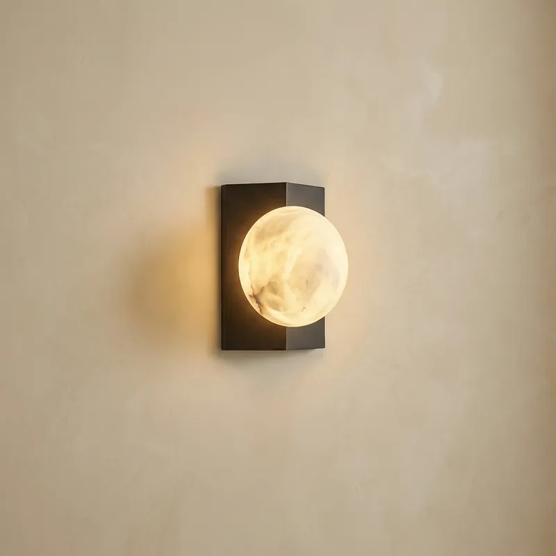 Rectangular Plate Front Orb Alabaster Wall Sconce — YIOSI Lamps LED Wall Lights 40.0W 