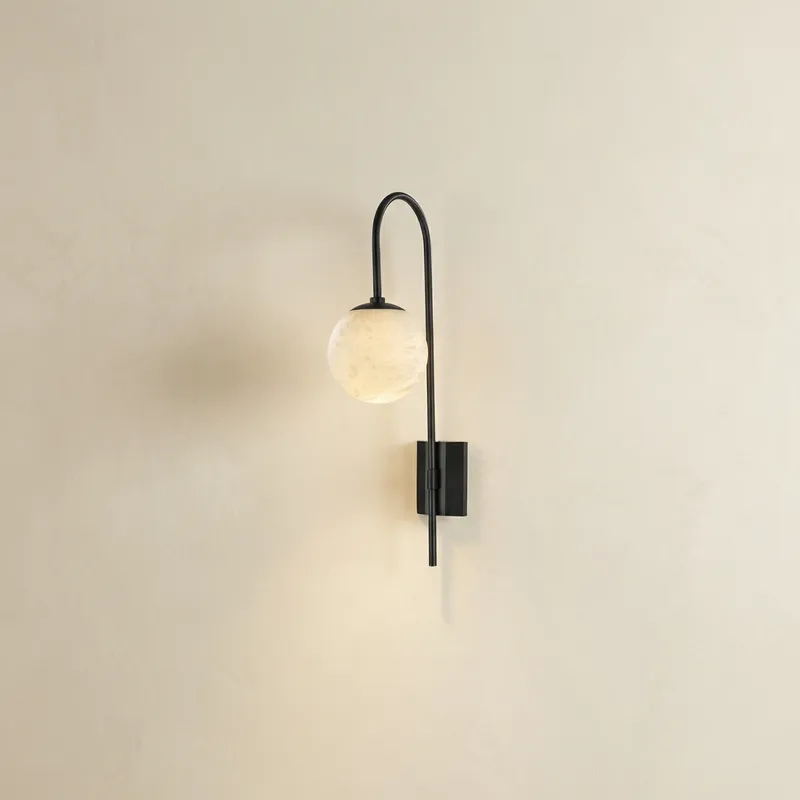 Bullet Shade Arched Stem Alabaster Globe Wall Sconce — YIOSI Lamps LED Wall Lights  