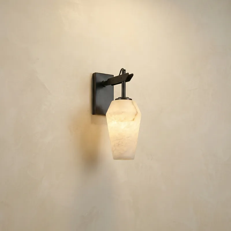 Bullet Shade Teardrop Alabaster Wall Sconce — YIOSI Lamps LED Wall Lights  