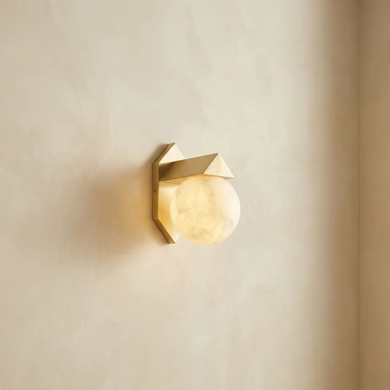Geo Crystal Orb & Wedge Alabaster Wall Sconce — YIOSI Lamps LED Wall Lights 40.0W 
