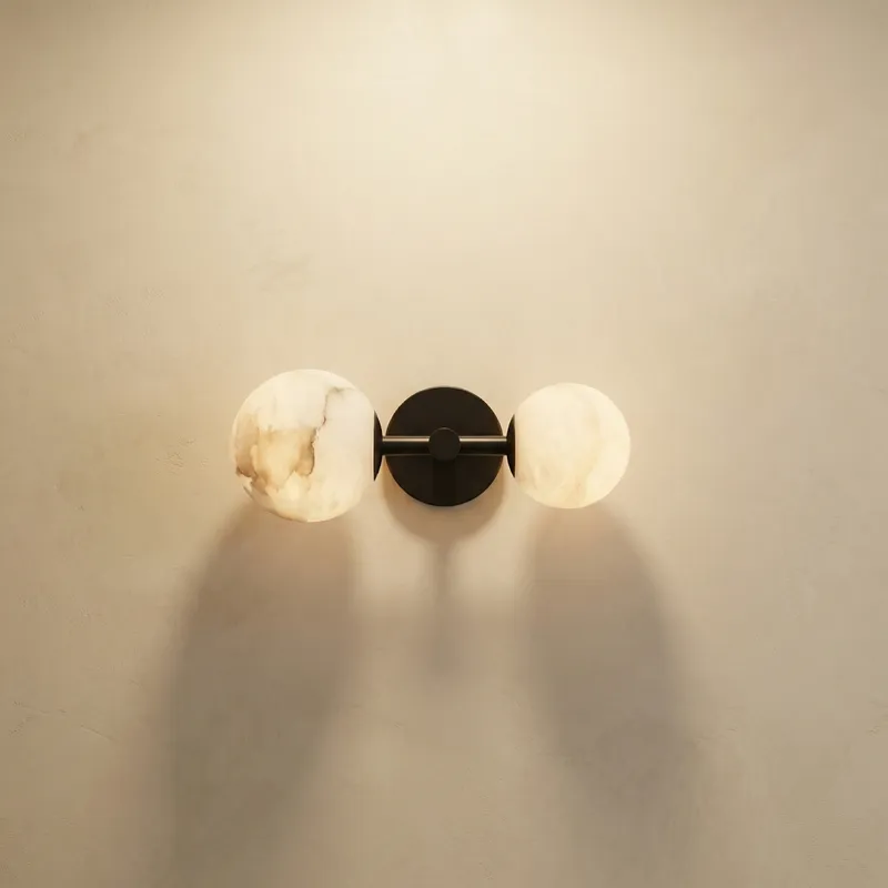 Duo Sphere Twin Globe Alabaster Wall Sconce — YIOSI Lamps LED Wall Lights 40.0W 