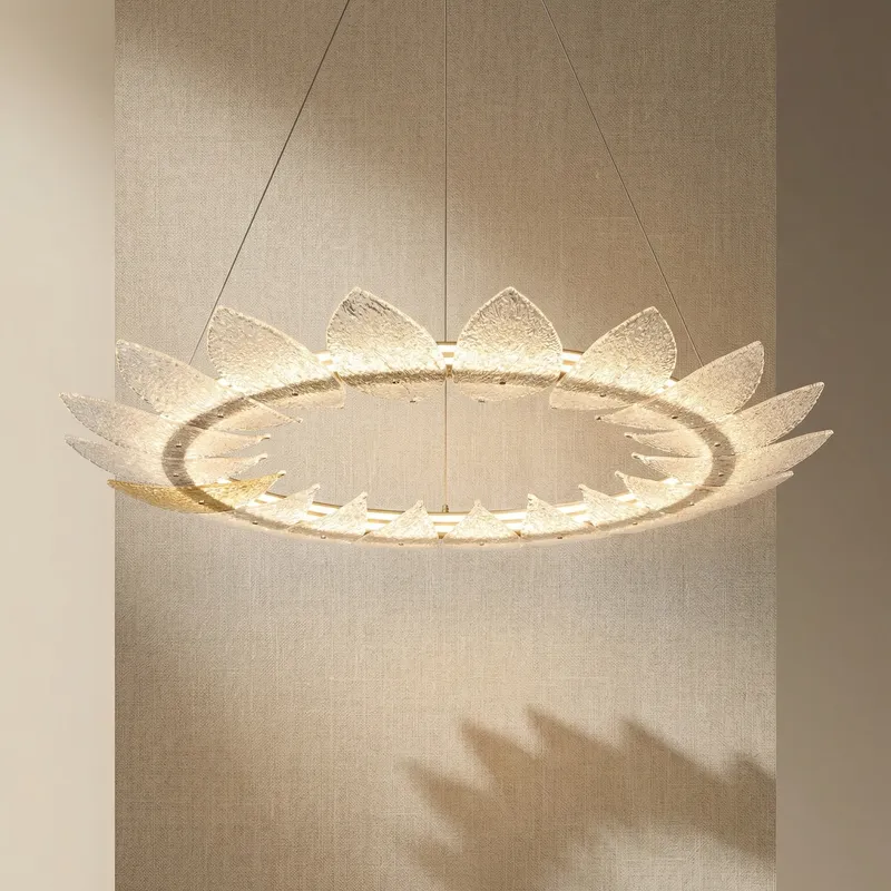 Yiosi Aster Ring Glass Chandelier 39.4" — YIOSI Lamps LED Landscape Lights  3000K