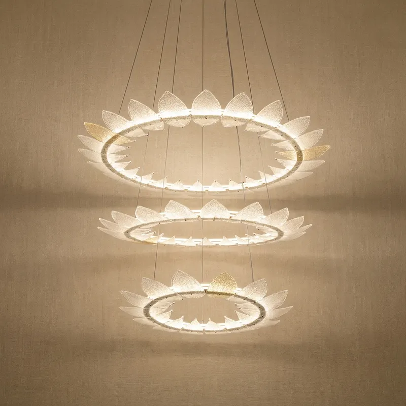 Yiosi Aster Triple Ring Glass Chandelier 47" — YIOSI Lamps LED Landscape Lights 438.0W 3000K