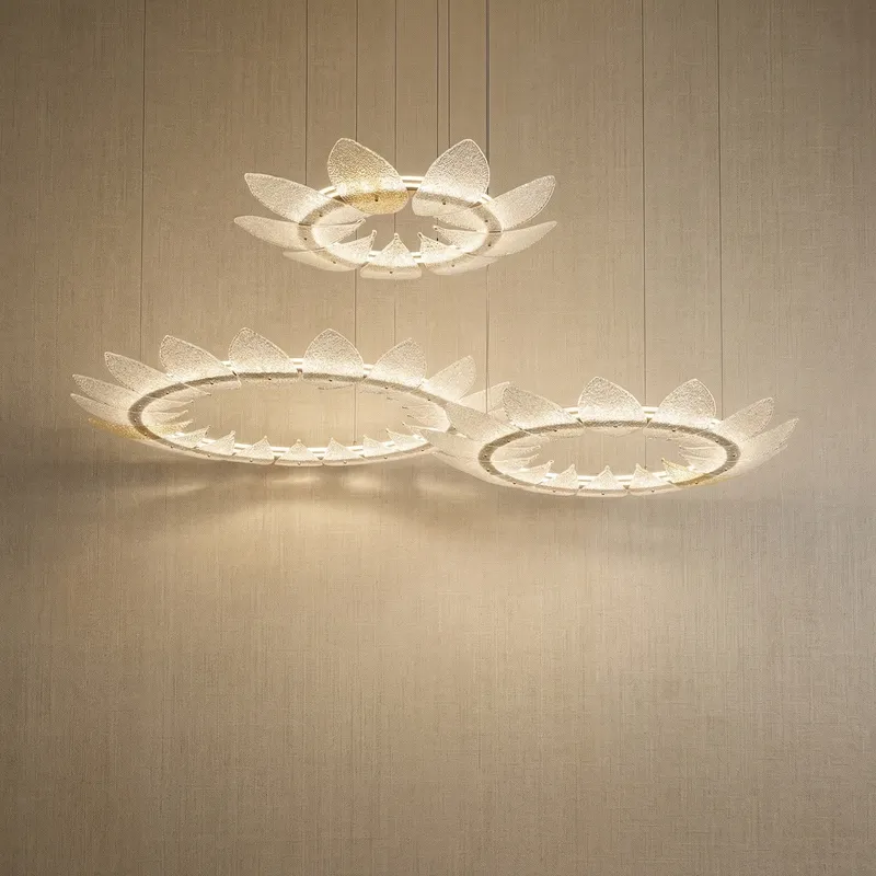 Yiosi Aster Triple Ring Glass Chandelier 39" — YIOSI Lamps LED Landscape Lights 328.0W 3000K