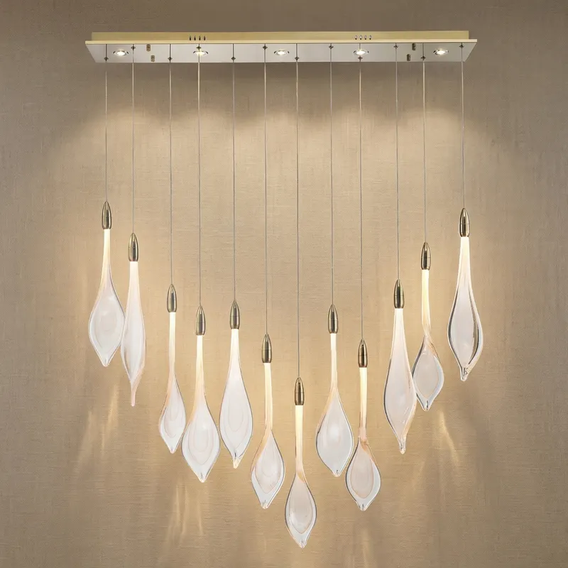 Yiosi Sunset Linear Cluster Glass Chandelier — YIOSI Lamps LED Linear Lights  3000K