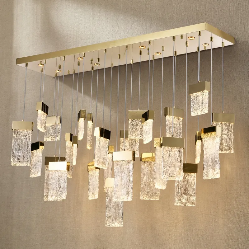 Yiosi Linear Fluted Glass Chandelier 47" L — YIOSI Lamps LED Linear Lights  3000K