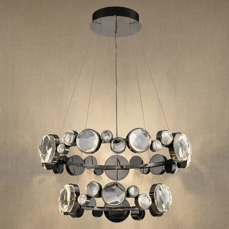 Yiosi Eclipse Two Ring Modern Crystal Chandelier — YIOSI Lamps LED Landscape Lights  3000K