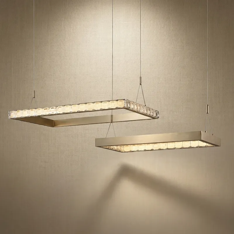 Yiosi Square Crystal Chandelier — YIOSI Lamps LED Landscape Lights  3000K