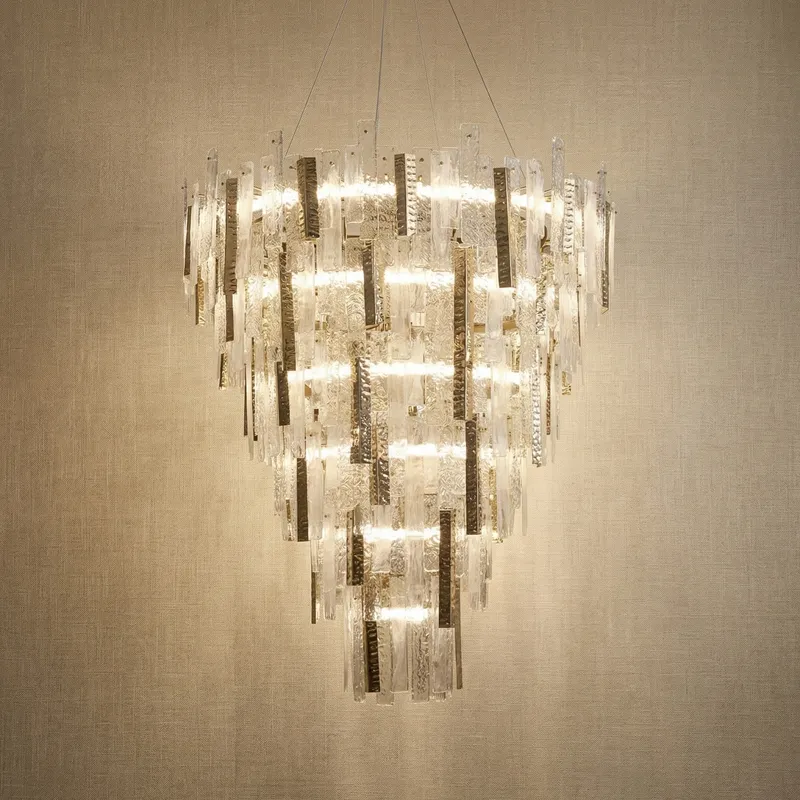 Glacier Textured Glass Round Chandelier — YIOSI Lamps LED Landscape Lights  3000K