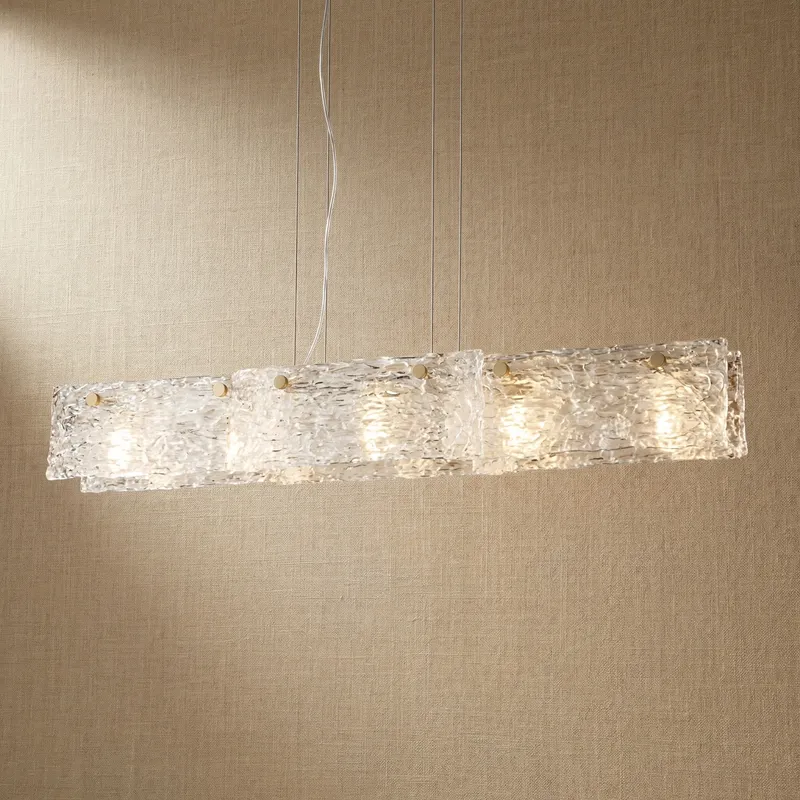 Yiosi Linear Fluted Glass Chandelier 42" — YIOSI Lamps LED Linear Lights  3000K