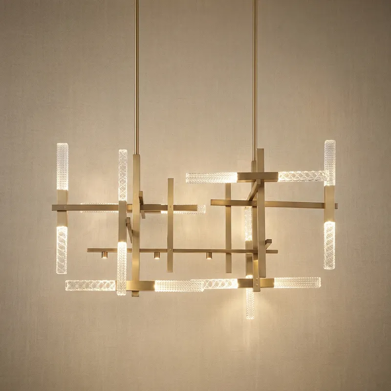 Siro Crystal Glass Geometric Linear Chandelier — YIOSI Lamps LED Linear Lights  3000K