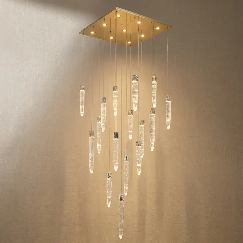 Yiosi Linear Icicle Crystal Glass Grand Chandelier — YIOSI Lamps LED Linear Lights  3000K
