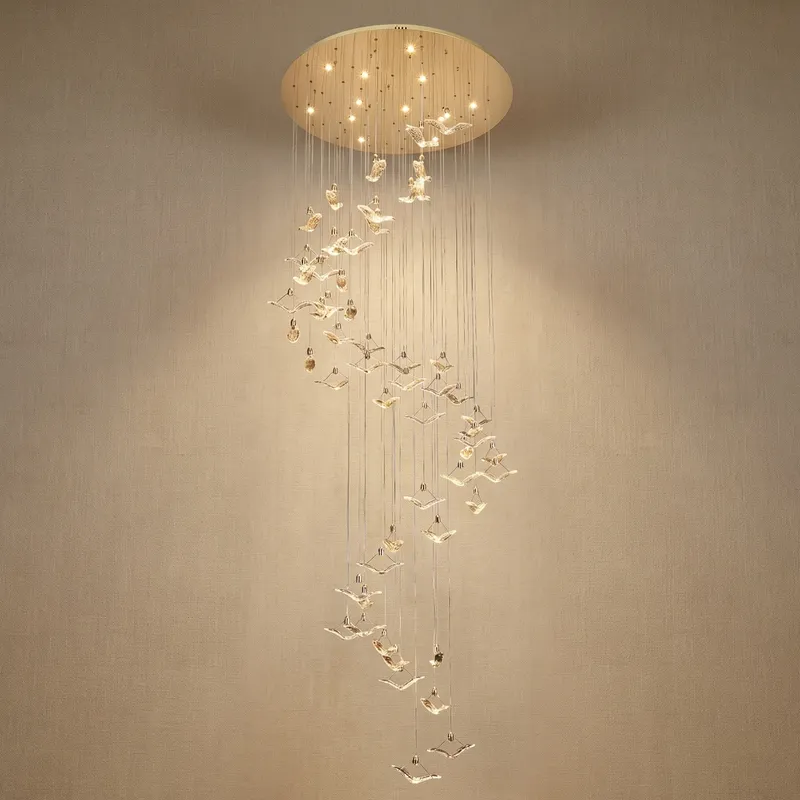 Yiosi Crane Cascading Handmade Glass Chandelier — YIOSI Lamps LED Landscape Lights  3000K