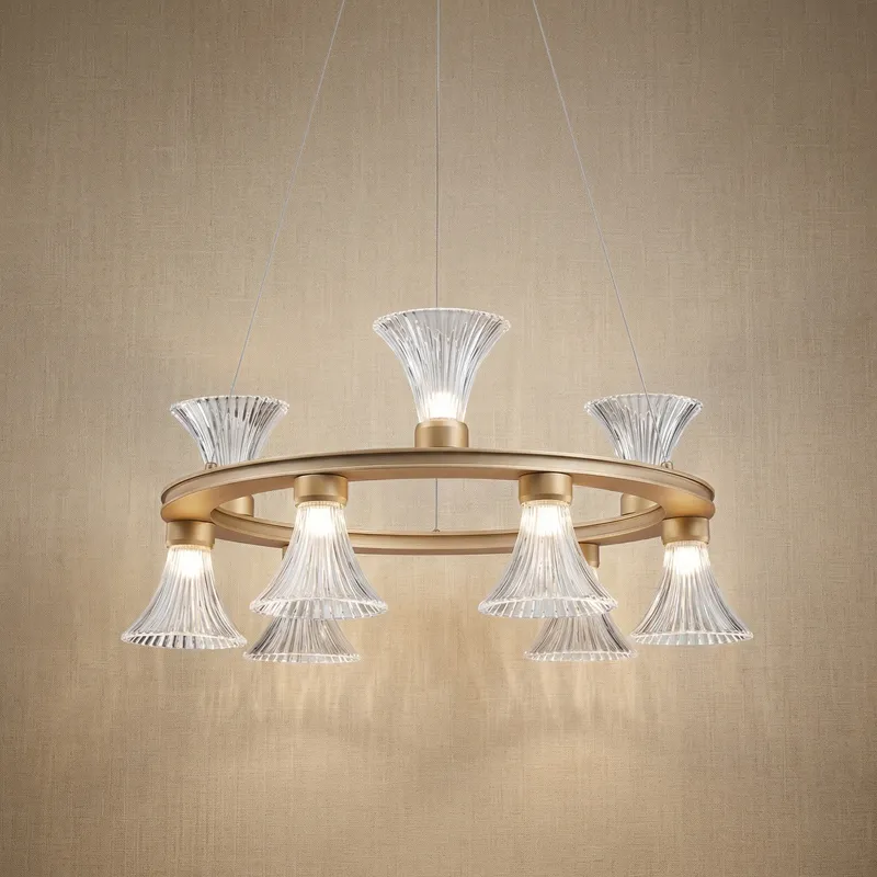 Yiosi 9-Light Glass Ring Chandelier 25.2"D — YIOSI Lamps LED Landscape Lights  3000K