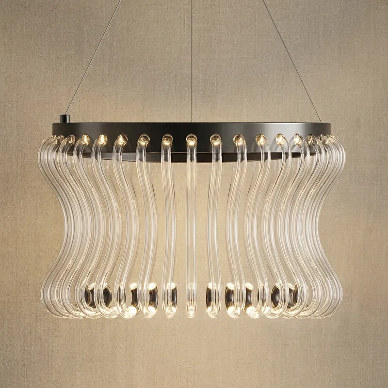 Yiosi Round Glass Chandelier 21.6" D — YIOSI Lamps LED Landscape Lights  3000K