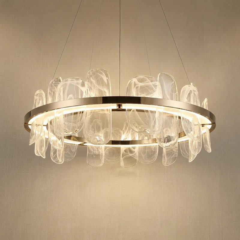 Iris Handblown Glass Petal Chandelier — YIOSI Lamps LED Landscape Lights  3000K