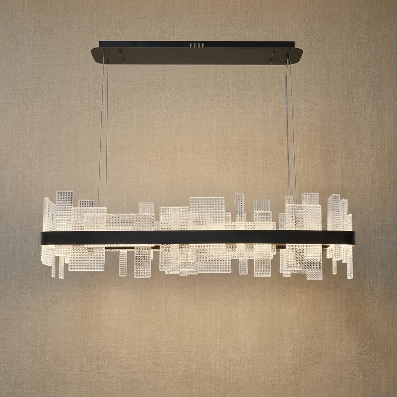 Yiosi Linear Glass Chandelier 43" — YIOSI Lamps LED Linear Lights  3000K