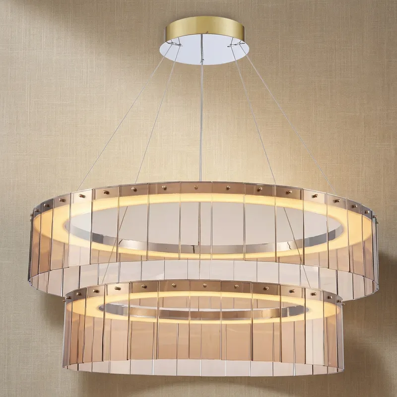 Yiosi Double-Tier Glass Chandelier 39" — YIOSI Lamps LED Landscape Lights  3000K