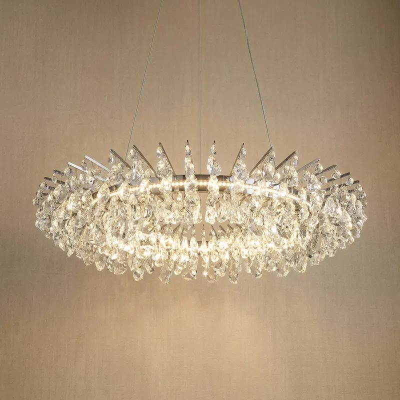 Aureola Round Crystal Chandelier — YIOSI Lamps LED Landscape Lights  3000K