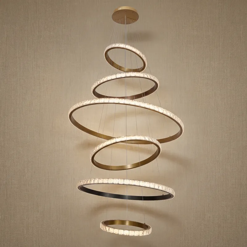 Yiosi Cascading Ring Crystal Chandelier — YIOSI Lamps LED Landscape Lights  3000K