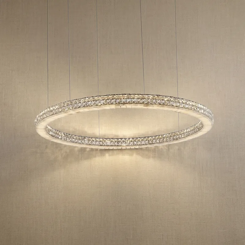 Yiosi Crystal & Alabaster Ring Chandelier — YIOSI Lamps LED Landscape Lights  3000K