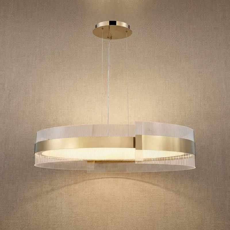 Yiosi Ribbon Round Modern Chandelier — YIOSI Lamps LED Landscape Lights  3000K