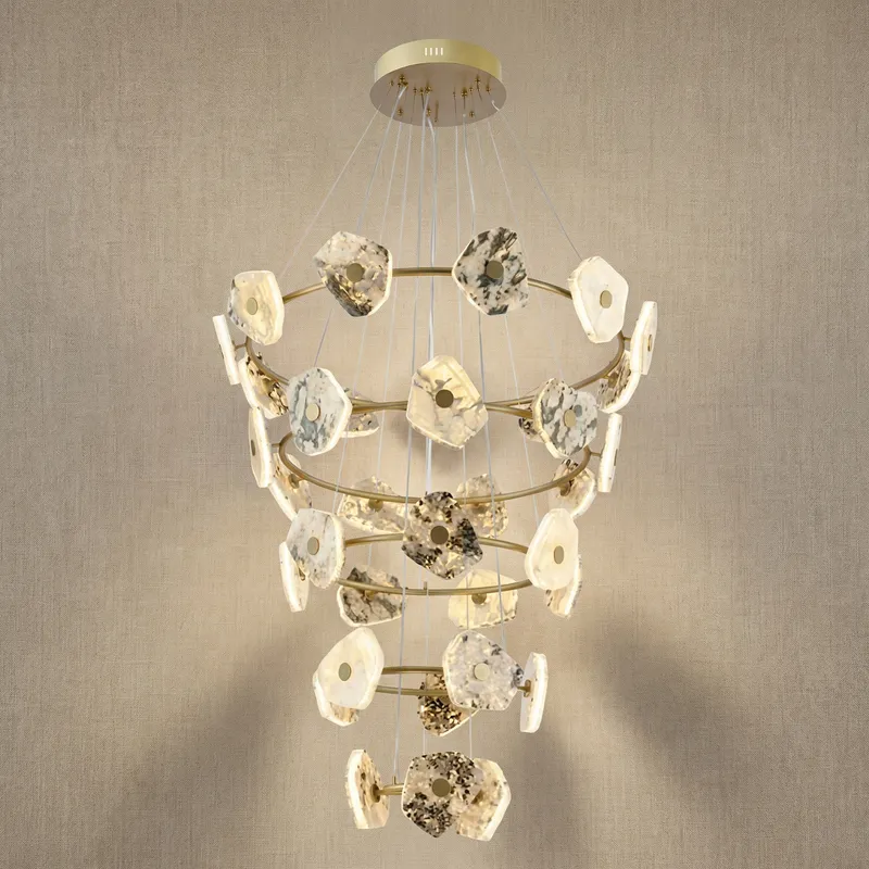 Yiosi High Luxury Cascading Multi-Tier Natural Stone Chandelier — YIOSI Lamps LED Landscape Lights 510.0W 3000K