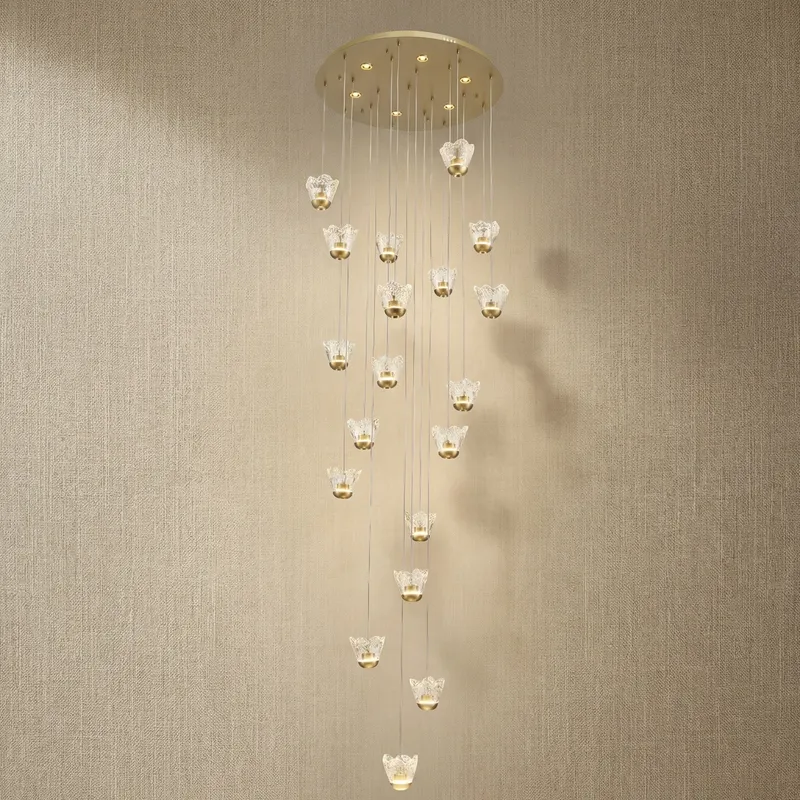 Yiosi Flowers Cascading Glass Chandelier — YIOSI Lamps LED Landscape Lights 94.0W 3000K