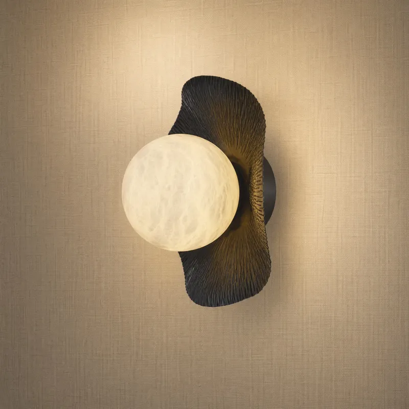 Eclipse Orb Radial Sunburst Alabaster Wall Sconce — YIOSI Lamps LED Wall Lights 40.0W 