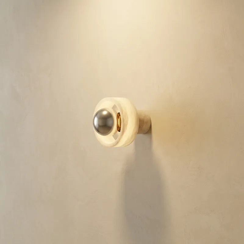 Bosco Wood Polished Orb Alabaster Halo Wall Sconce — YIOSI Lamps LED Wall Lights 40.0W 