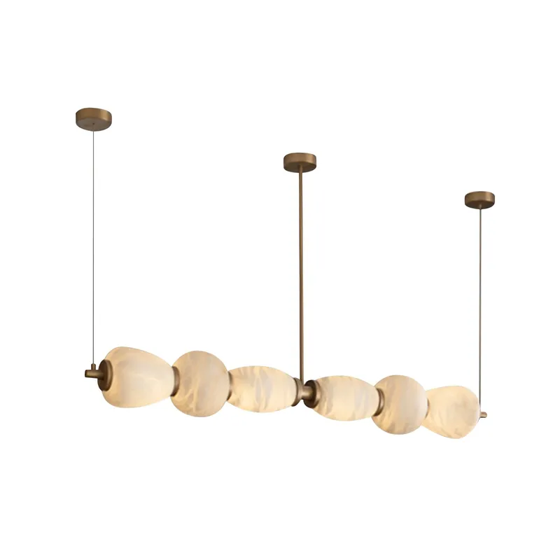 Handcrafted Alabaster Pebble Linear Chandelier – Gold & White LED — YIOSI Lamps LED Linear Lights  3000K