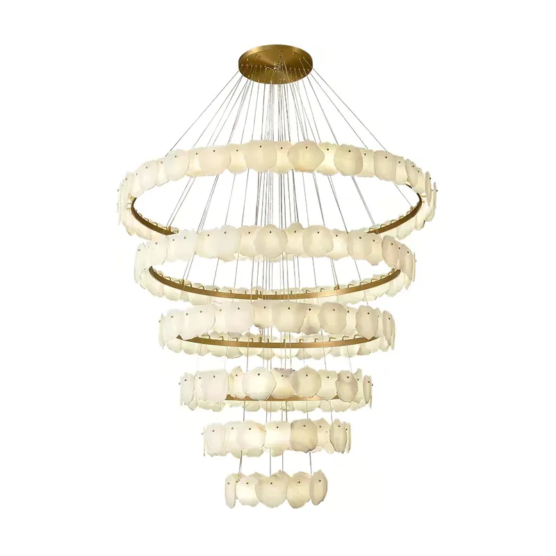 Spiral Alabaster Chandelier – Gold & White 4‑6 Layer Luxury Ceiling Light — YIOSI Lamps LED Landscape Lights  3000K