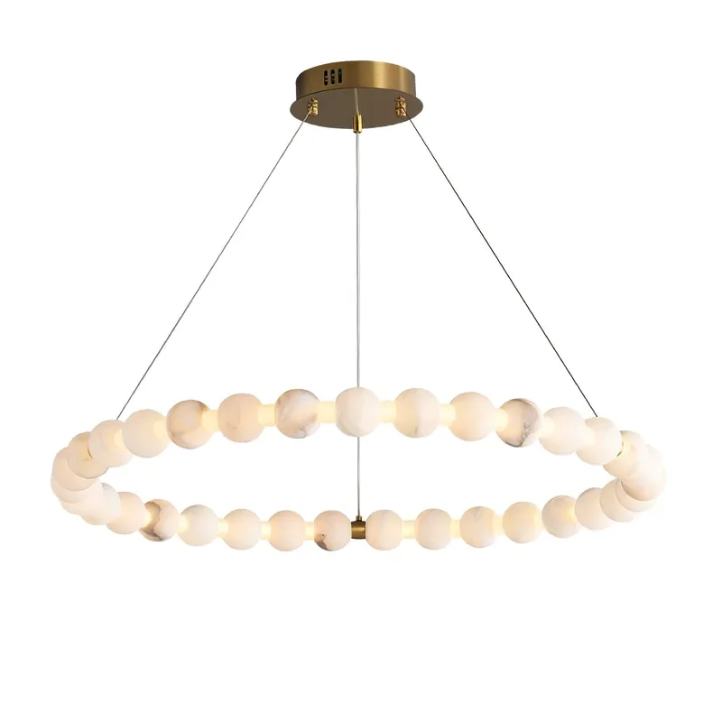 Alabaster Orb Ring Chandelier – Gold White, 23.6"‑39.4" Diameters — YIOSI Lamps LED Landscape Lights  3000K