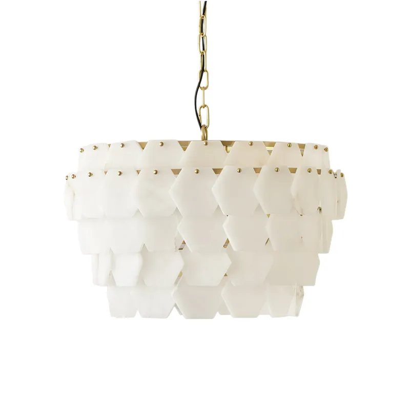Hexa Cloud Gold & White Alabaster Pendant Light– 23.6" Diameter — YIOSI Lamps LED Landscape Lights  