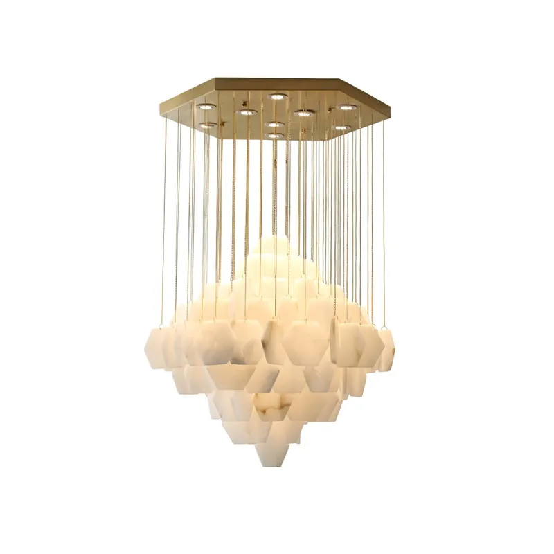 Hexa Alabaster Cascade Chandelier – Gold & White LED Luxury Light — YIOSI Lamps LED Landscape Lights  3000K