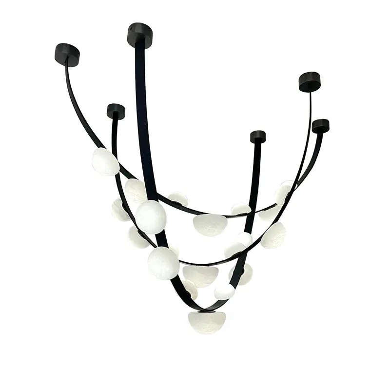Dew Drops Alabaster LED Chandelier – Black White Warm Light — YIOSI Lamps LED Landscape Lights  3000K