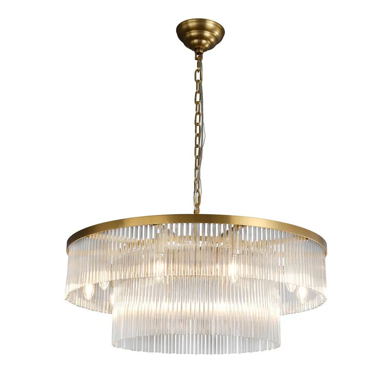 Modern 2-Tier Glass Striped Chandeliers — YIOSI Lamps LED Linear Lights  