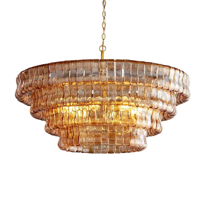 Modern Golden Amber Glass Chandelier — YIOSI Lamps LED Landscape Lights  