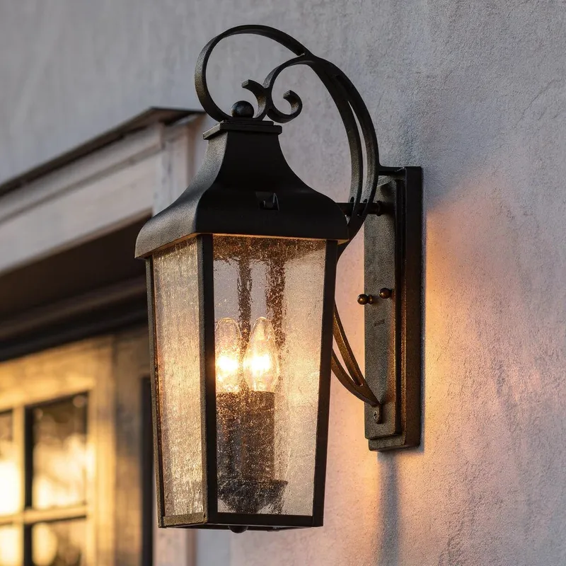 UKC10022 Rustic Outdoor Wall Sconce, 18.5''H x 8.5''W x 8''Dep, Textured Black Finish, Norwyn Collection — Urban Ambiance LED Linear Lights 60.0W 3000K