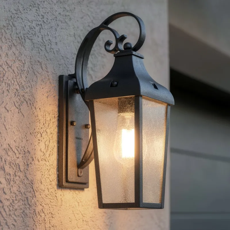 UKC10020 Rustic Outdoor Wall Sconce, 14.75''H x 7''W x 6.5''Dep, Textured Black Finish, Norwyn Collection — Urban Ambiance LED Wall Lights 60.0W 3000K