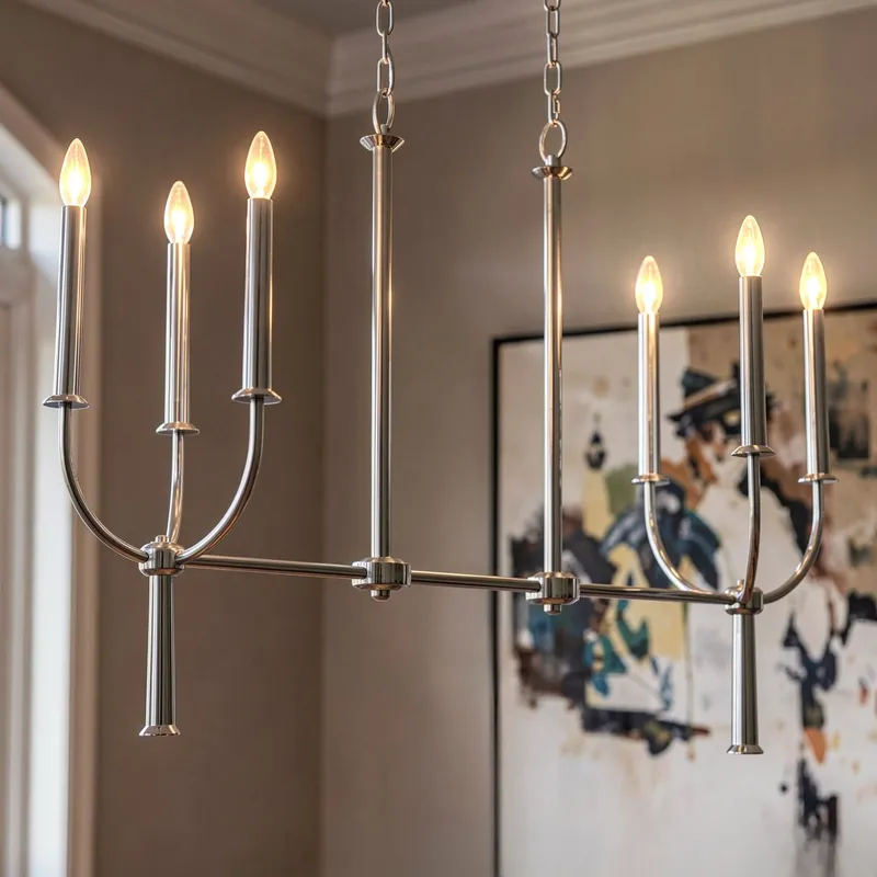 UKC20311 Classic Indoor Chandelier, 28.5''H x 40''W x 10''Dep, Polished Nickel Finish, Marbridge Collection — Urban Ambiance LED Linear Lights 60.0W 3000K