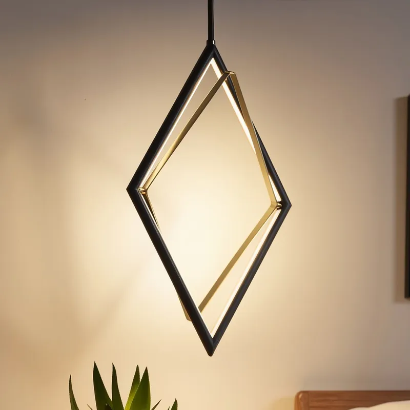 UKC20280 Contemporary Indoor Pendant, 27.23''H x 17.25''W x 22''Dep, Matte Black Finish, Ashbourne Collection — Urban Ambiance LED Landscape Lights 19.0W 3000K