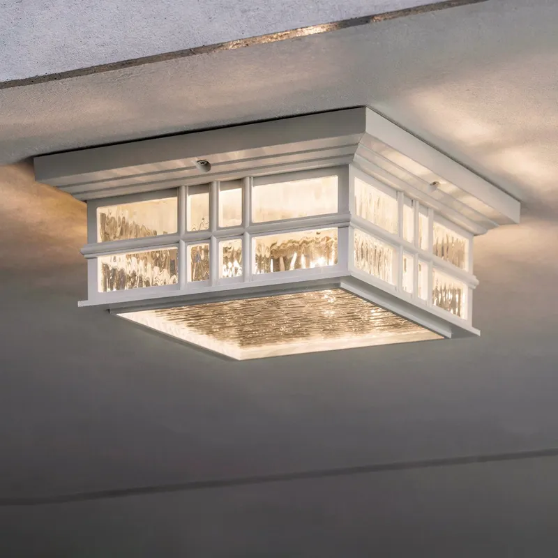 UKC10017 Craftsman Outdoor Ceiling Light, 5.25''H x 12''W x 12''Dep, White Finish, Lyndale Collection — Urban Ambiance LED Linear Lights 75.0W 3000K
