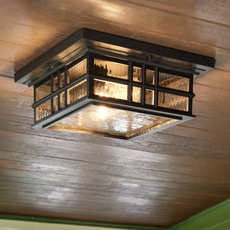UKC10016 Craftsman Outdoor Ceiling Light, 5.25''H x 12''W x 12''Dep, Olde Bronze Finish, Lyndale Collection — Urban Ambiance LED Linear Lights 75.0W 3000K