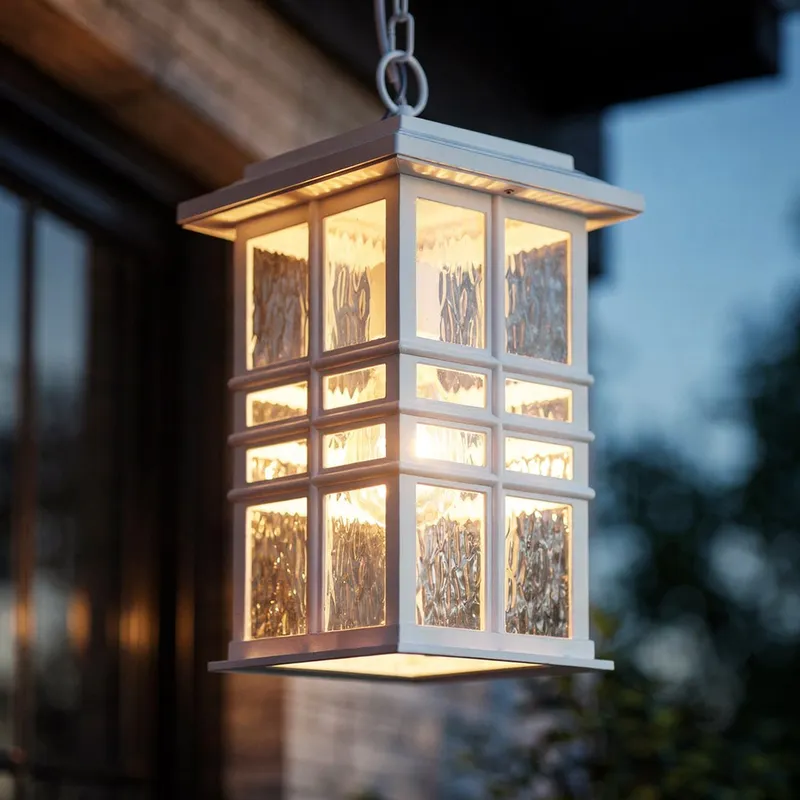 UKC10014 Craftsman Outdoor Pendant, 18''H x 9.5''W x 9.5''Dep, White Finish, Lyndale Collection — Urban Ambiance LED Landscape Lights 150.0W 3000K