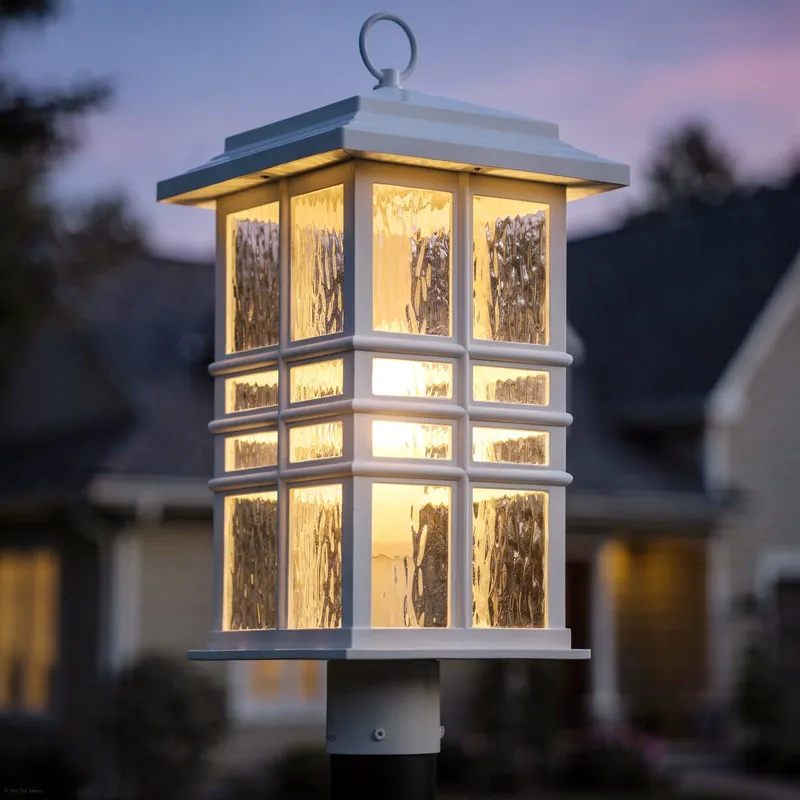 UKC10011 Craftsman Outdoor Post Light, 20.75''H x 9.5''W x 9.5''Dep, White Finish, Lyndale Collection — Urban Ambiance LED Lighting Controls 150.0W 3000K